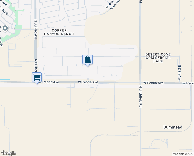 map of restaurants, bars, coffee shops, grocery stores, and more near 14251 West Becker Lane in Surprise