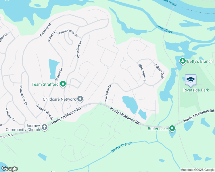map of restaurants, bars, coffee shops, grocery stores, and more near 1095 Rivershyre Drive in Evans