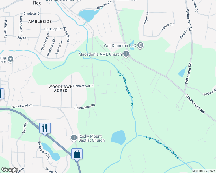map of restaurants, bars, coffee shops, grocery stores, and more near 195 Southern Magnolia Lane in Rex