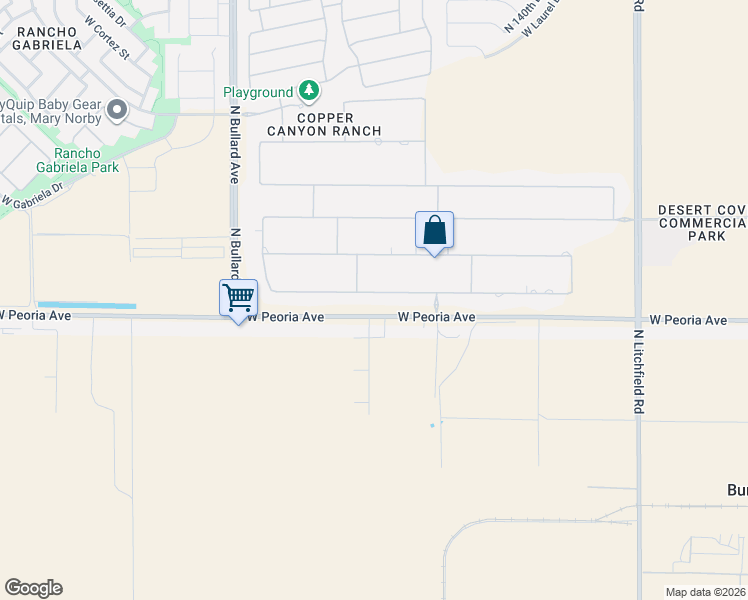 map of restaurants, bars, coffee shops, grocery stores, and more near 14389 West Becker Lane in Surprise