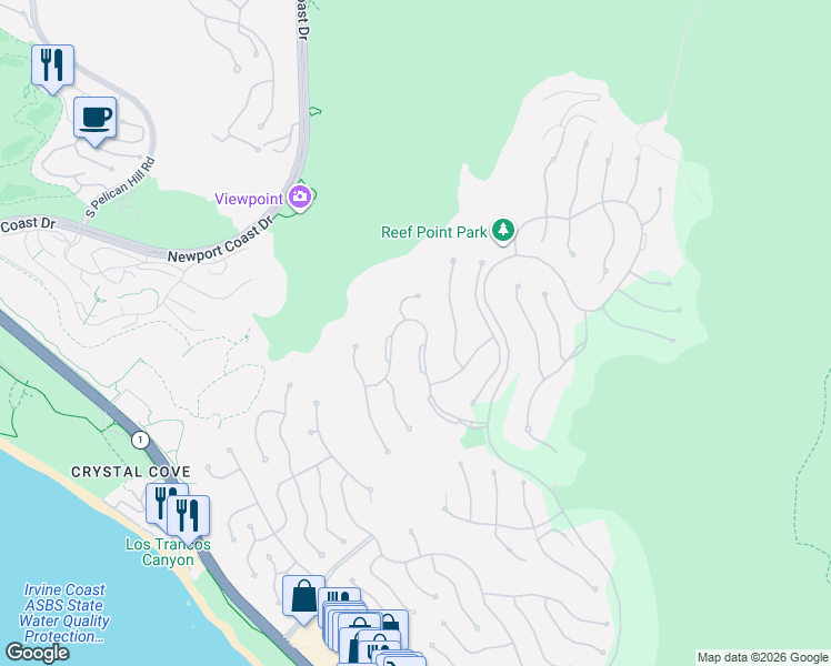 map of restaurants, bars, coffee shops, grocery stores, and more near 22 Deep Sea in Newport Beach