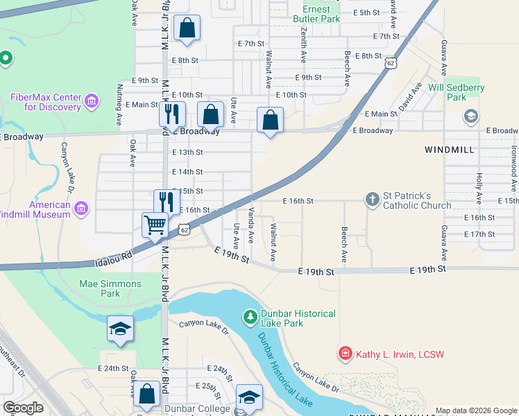 map of restaurants, bars, coffee shops, grocery stores, and more near 1609 Vanda Avenue in Lubbock