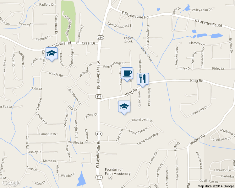 map of restaurants, bars, coffee shops, grocery stores, and more near 1717 King Rd in Riverdale