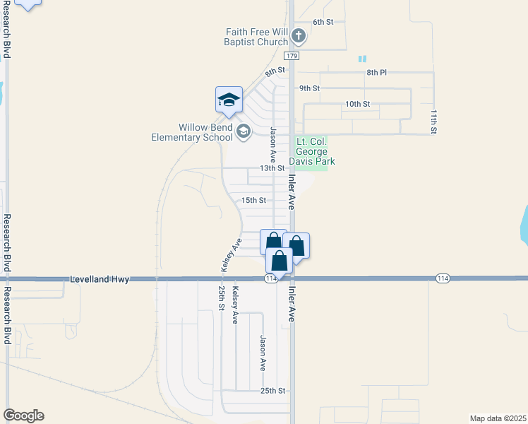 map of restaurants, bars, coffee shops, grocery stores, and more near 8802 17th Street in Lubbock