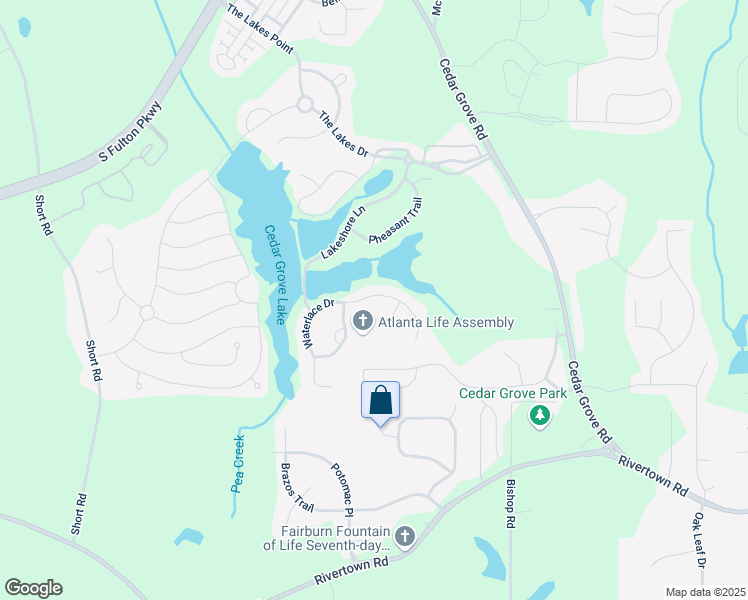 map of restaurants, bars, coffee shops, grocery stores, and more near 7714 Waterlace Drive in Fairburn