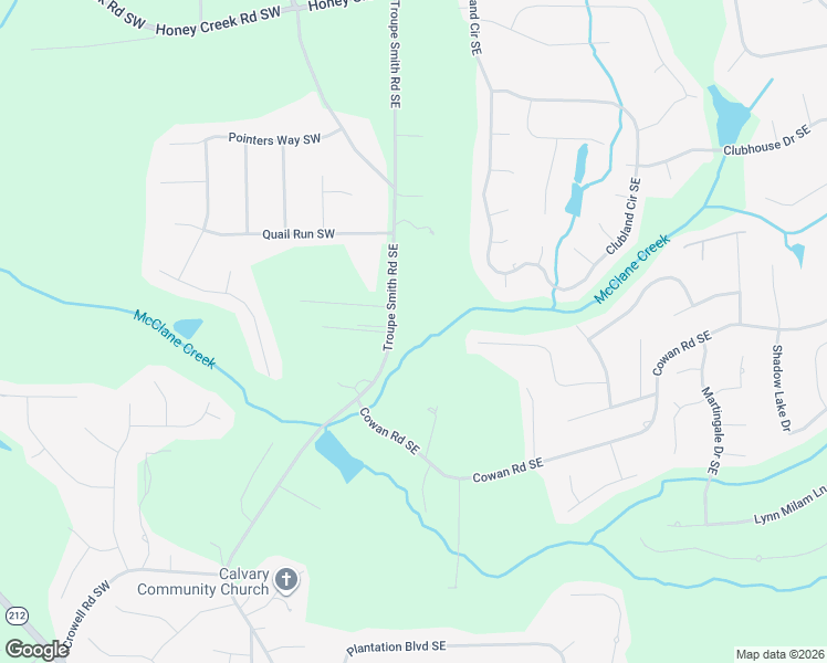 map of restaurants, bars, coffee shops, grocery stores, and more near 4089 Troupe Smith Road Southeast in Conyers
