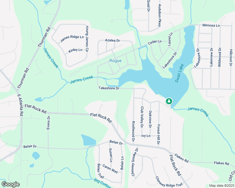 map of restaurants, bars, coffee shops, grocery stores, and more near 507 Lakeshore Drive in Stockbridge