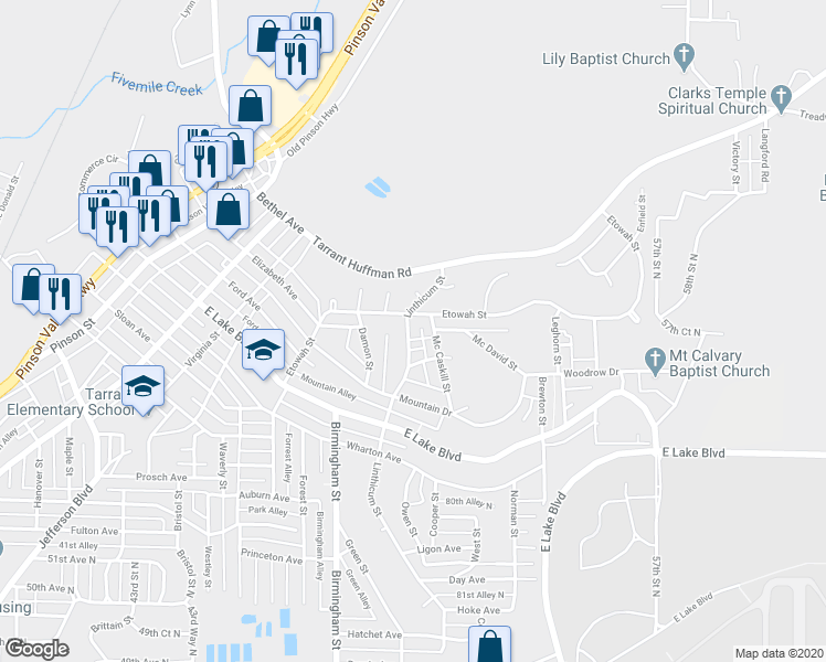 map of restaurants, bars, coffee shops, grocery stores, and more near 1800 Mc Caskill Street in Birmingham