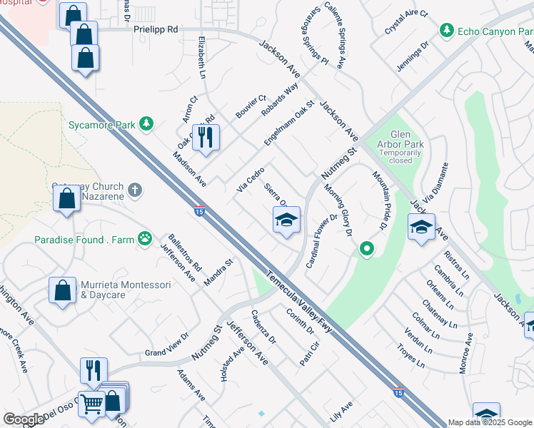 map of restaurants, bars, coffee shops, grocery stores, and more near 23723 Cork Oak Circle in Murrieta