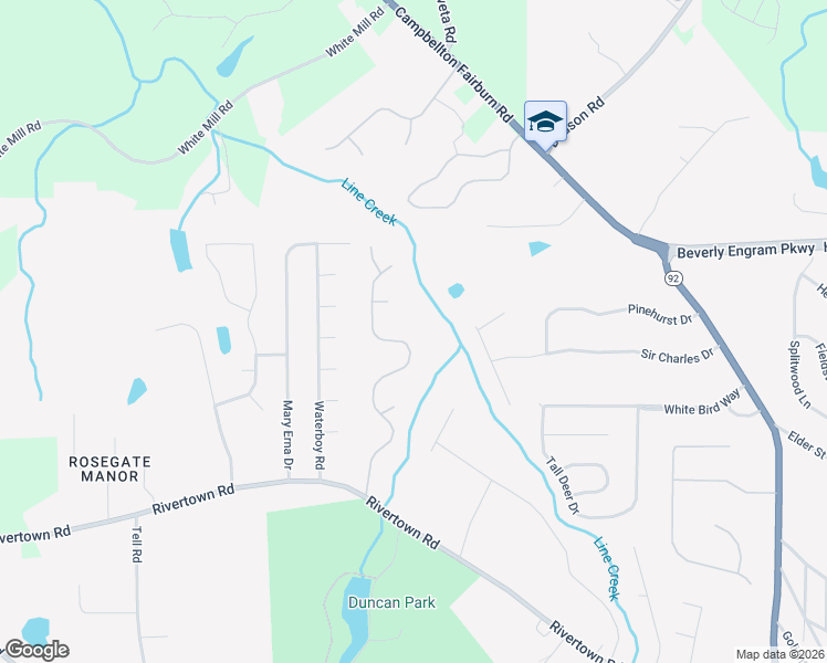 map of restaurants, bars, coffee shops, grocery stores, and more near 7165 Magnolia Lane in Fairburn