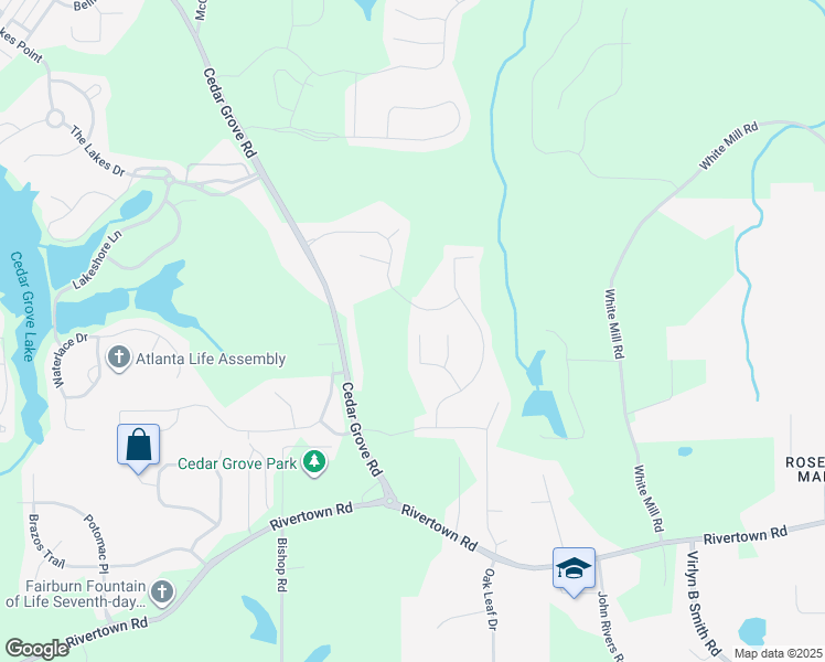 map of restaurants, bars, coffee shops, grocery stores, and more near 7340 Saint Agnes Way in Fairburn