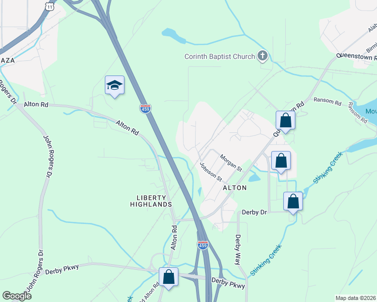 map of restaurants, bars, coffee shops, grocery stores, and more near 3821 Spring Street in Birmingham