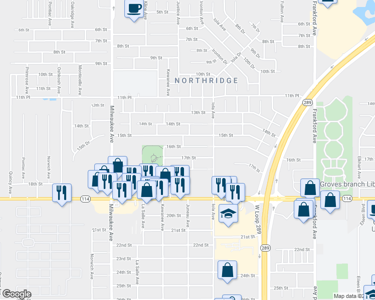 map of restaurants, bars, coffee shops, grocery stores, and more near 6201 15th Street in Lubbock