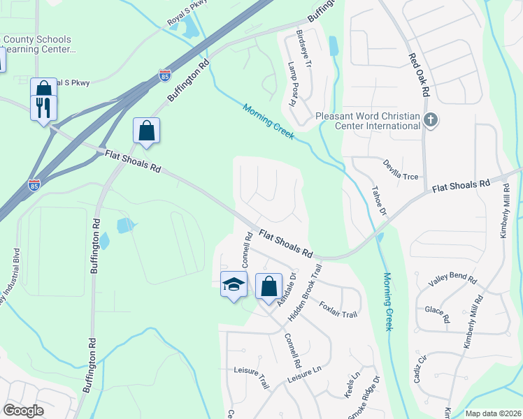 map of restaurants, bars, coffee shops, grocery stores, and more near 260 Chert Way in Atlanta