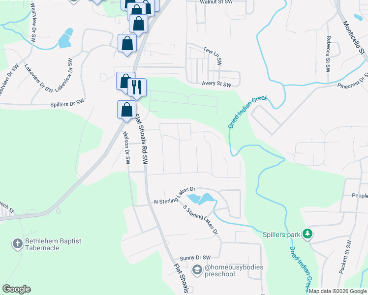 map of restaurants, bars, coffee shops, grocery stores, and more near 9205 Gallitin Drive Southwest in Covington