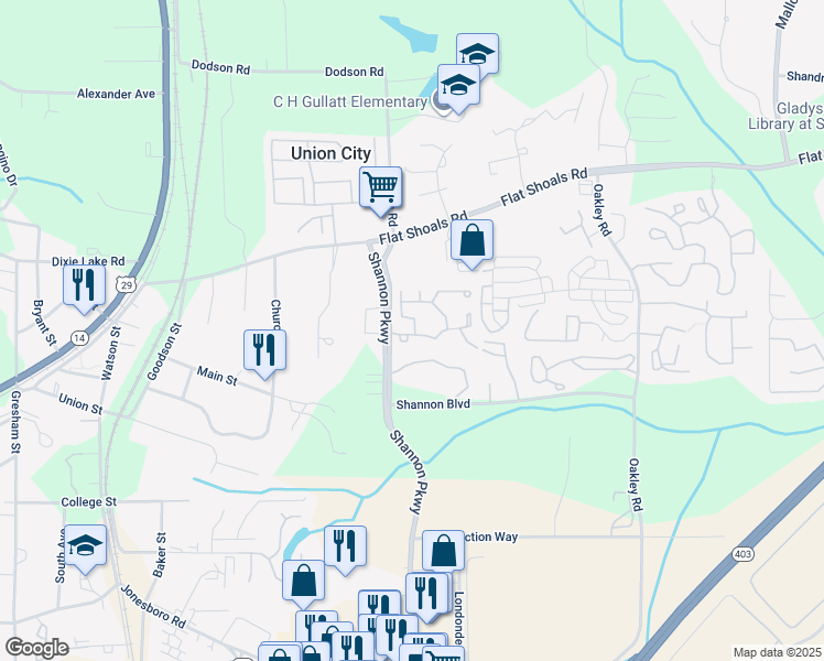 map of restaurants, bars, coffee shops, grocery stores, and more near 6354 Shannon Parkway in Union City