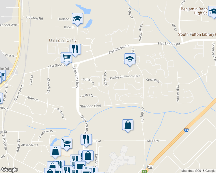map of restaurants, bars, coffee shops, grocery stores, and more near 8170 Oakley Circle in Union City