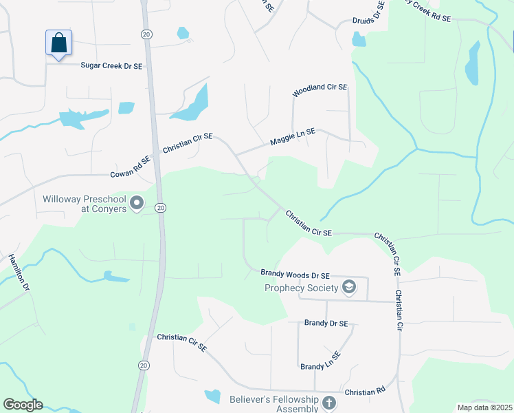 map of restaurants, bars, coffee shops, grocery stores, and more near 3911 Maura Circle Southeast in Conyers