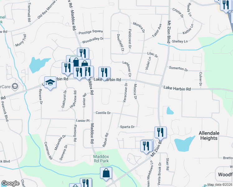 map of restaurants, bars, coffee shops, grocery stores, and more near 2503 Bonita Court in Morrow