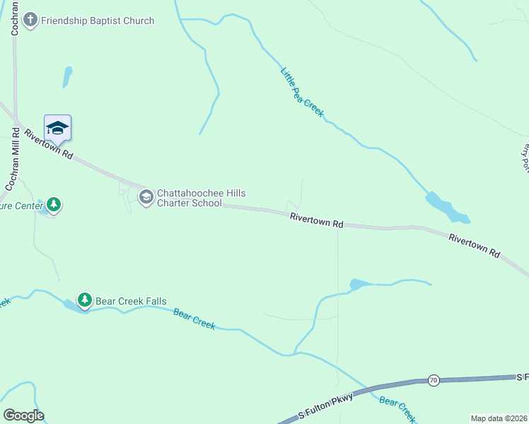 map of restaurants, bars, coffee shops, grocery stores, and more near 9385 RiverTown Road in Fairburn