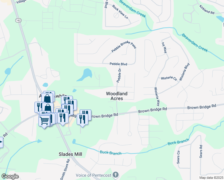 map of restaurants, bars, coffee shops, grocery stores, and more near 565 Forest Road in Covington