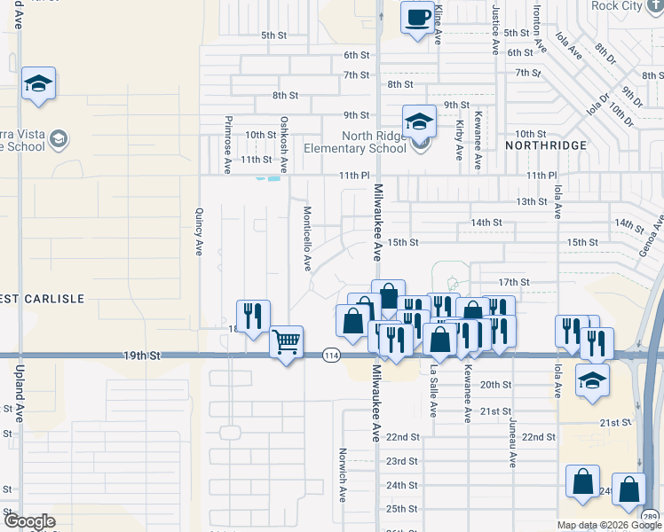 map of restaurants, bars, coffee shops, grocery stores, and more near 6514 15th Drive in Lubbock
