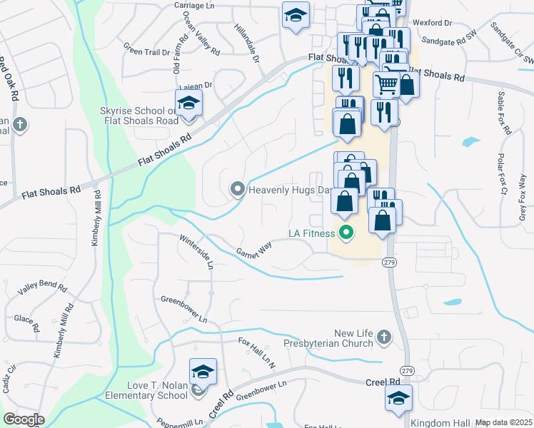 map of restaurants, bars, coffee shops, grocery stores, and more near 500 Mica Trc in Atlanta
