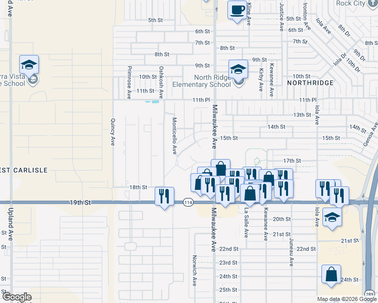 map of restaurants, bars, coffee shops, grocery stores, and more near 6514 15th Drive in Lubbock