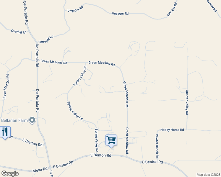 map of restaurants, bars, coffee shops, grocery stores, and more near 39911 Green Meadow Road in Temecula