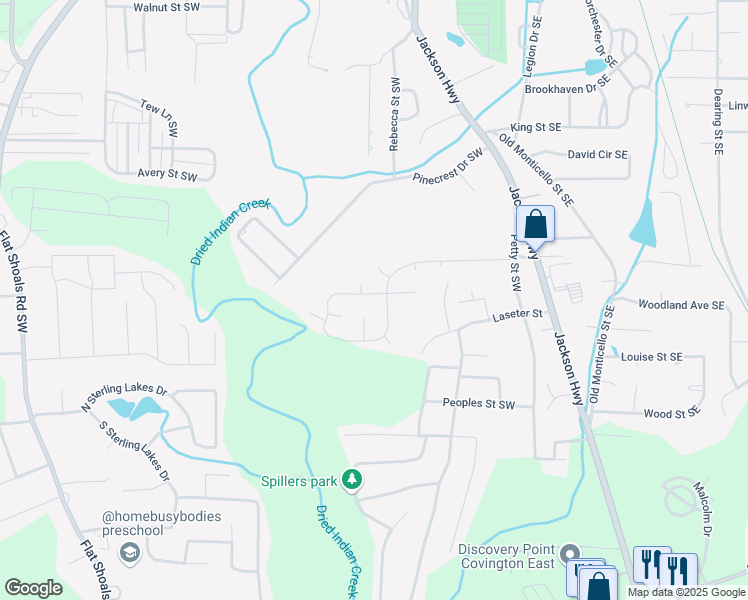 map of restaurants, bars, coffee shops, grocery stores, and more near 6113 Pineneedle Drive Southwest in Covington