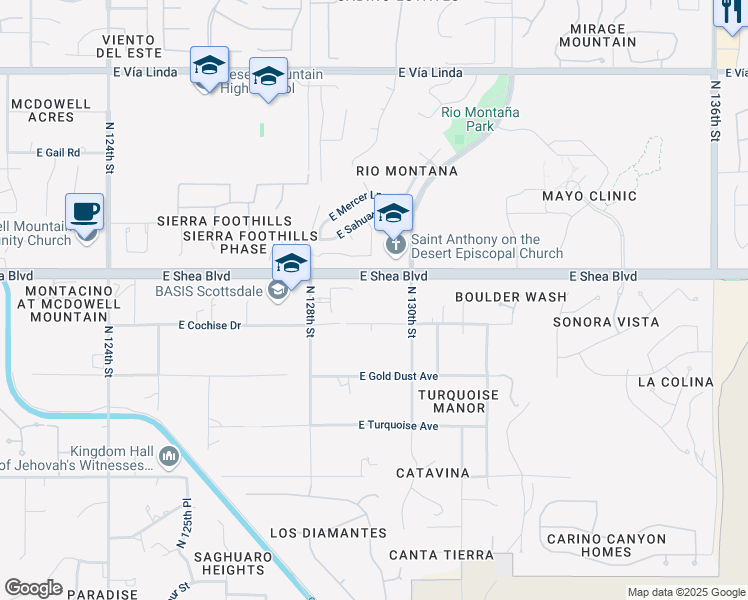 map of restaurants, bars, coffee shops, grocery stores, and more near 12898 East North Lane in Scottsdale