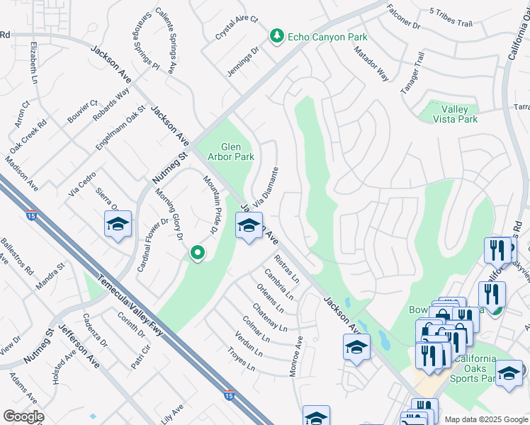 map of restaurants, bars, coffee shops, grocery stores, and more near 23825 Corte Picante in Murrieta