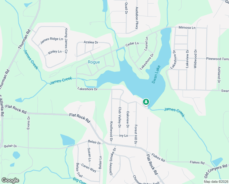 map of restaurants, bars, coffee shops, grocery stores, and more near 539 Lakeshore Drive in Stockbridge