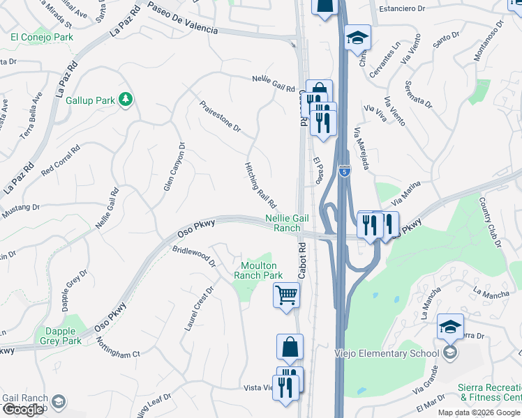 map of restaurants, bars, coffee shops, grocery stores, and more near 26211 Hitching Rail Road in Laguna Hills