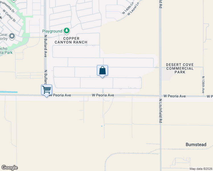 map of restaurants, bars, coffee shops, grocery stores, and more near 14285 West Christy Drive in Surprise