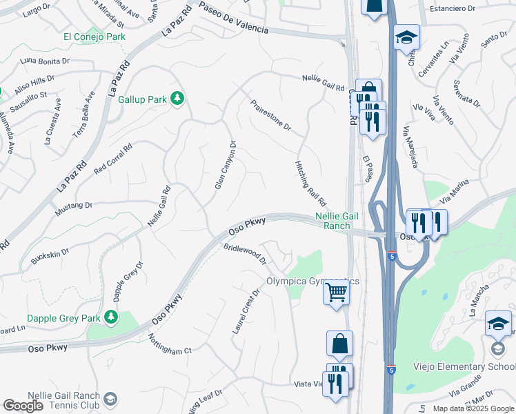map of restaurants, bars, coffee shops, grocery stores, and more near 26195 Oroville Place in Laguna Hills