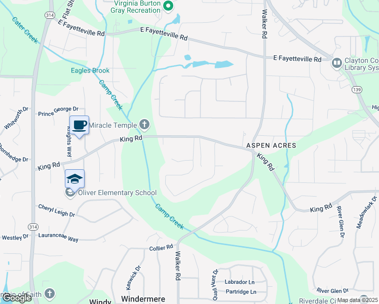 map of restaurants, bars, coffee shops, grocery stores, and more near 1378 King Road in Riverdale
