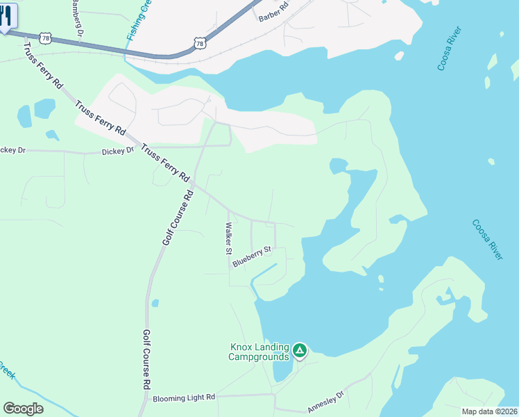 map of restaurants, bars, coffee shops, grocery stores, and more near 1604 Truss Ferry Rd in Pell City