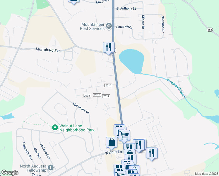 map of restaurants, bars, coffee shops, grocery stores, and more near 108 Heatherwood Drive in North Augusta