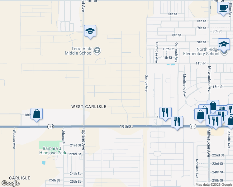 map of restaurants, bars, coffee shops, grocery stores, and more near 7250-7298 12th Street in Lubbock