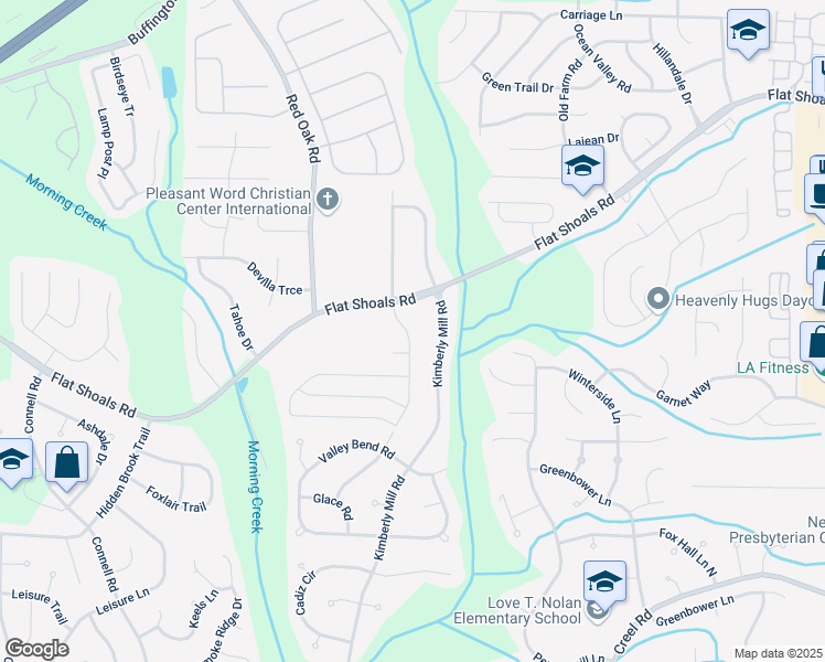 map of restaurants, bars, coffee shops, grocery stores, and more near 6335 Kimberly Mill Road in College Park
