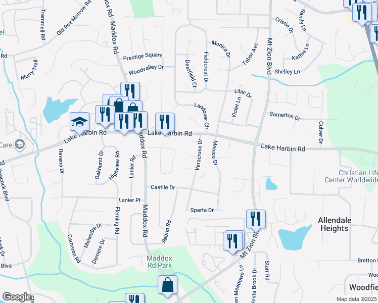 map of restaurants, bars, coffee shops, grocery stores, and more near 2500 Celina Court in Morrow
