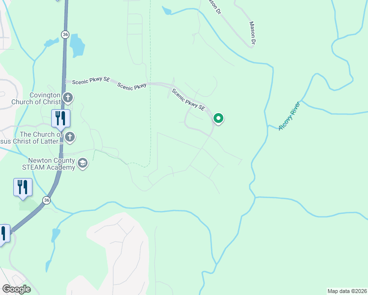 map of restaurants, bars, coffee shops, grocery stores, and more near 13118 Vista Drive Southeast in Covington