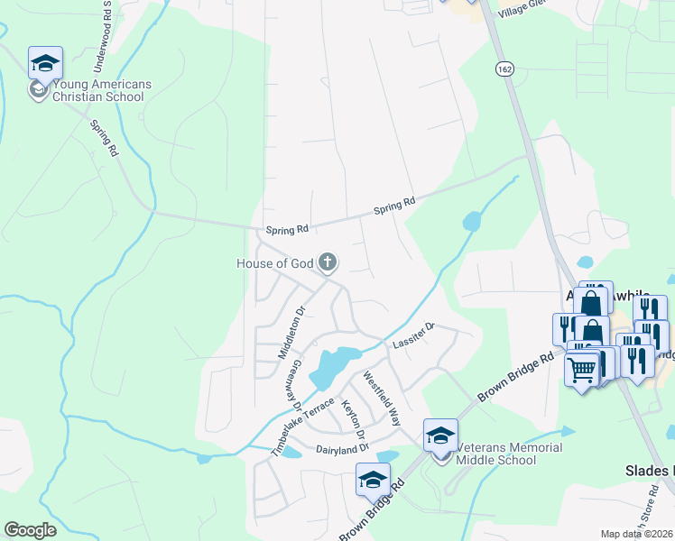 map of restaurants, bars, coffee shops, grocery stores, and more near 30 Springfield Way in Covington