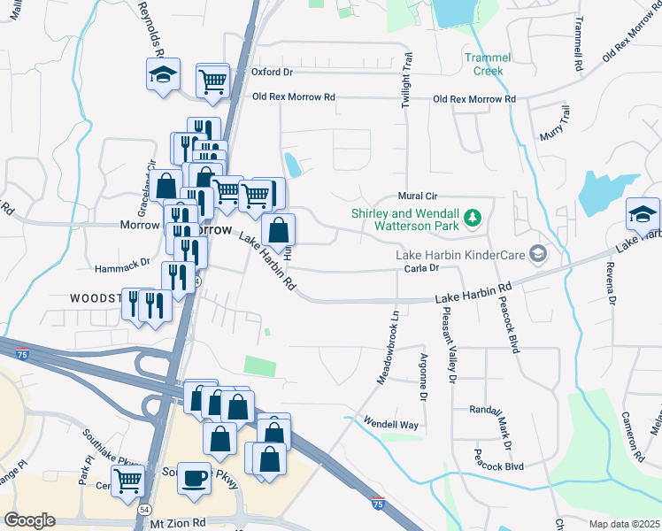 map of restaurants, bars, coffee shops, grocery stores, and more near 1730 Carla Drive in Morrow