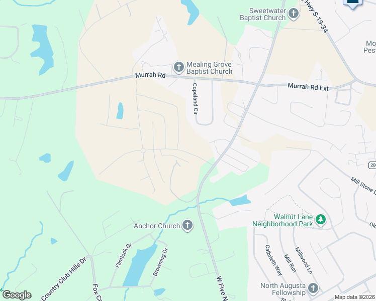 map of restaurants, bars, coffee shops, grocery stores, and more near 31 Copeland Circle in Edgefield