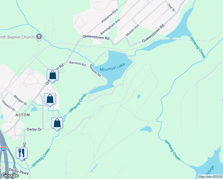 map of restaurants, bars, coffee shops, grocery stores, and more near 6385 Ransom Road in Birmingham