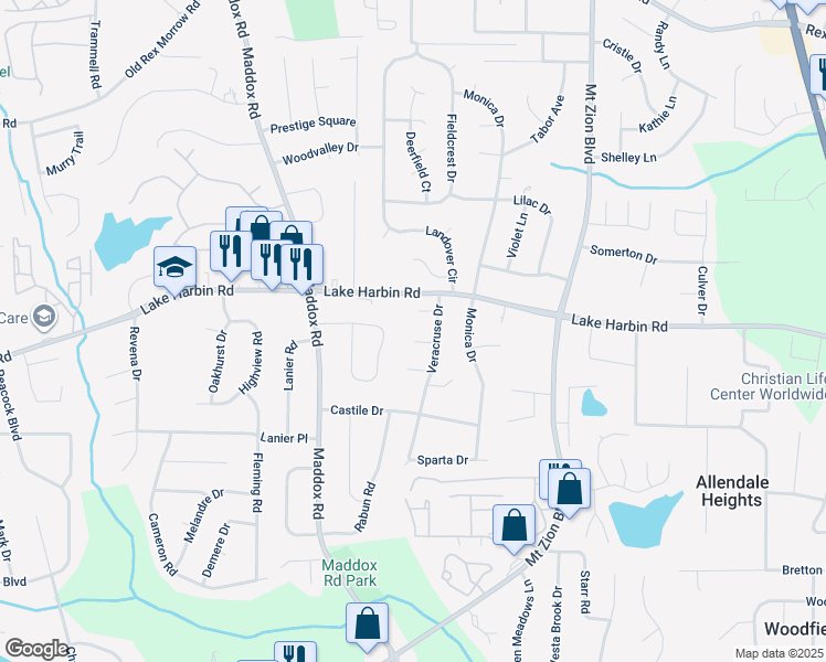 map of restaurants, bars, coffee shops, grocery stores, and more near 2500 Celina Court in Morrow