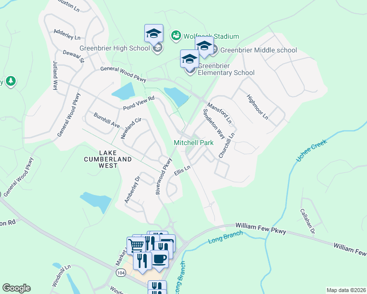 map of restaurants, bars, coffee shops, grocery stores, and more near 929 Mitchell Lane in Evans
