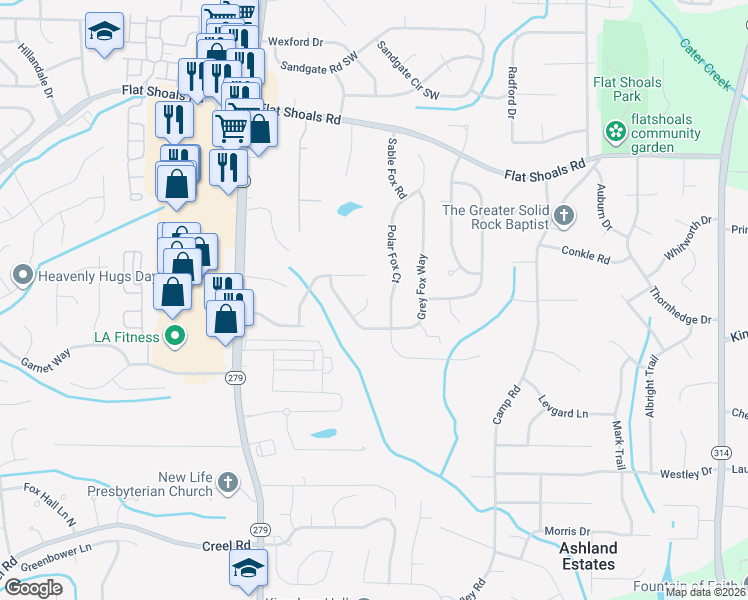 map of restaurants, bars, coffee shops, grocery stores, and more near 320 Dressage Court in Riverdale